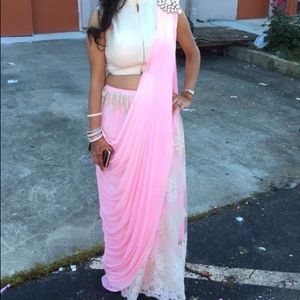 Baby pink Lehenga saree